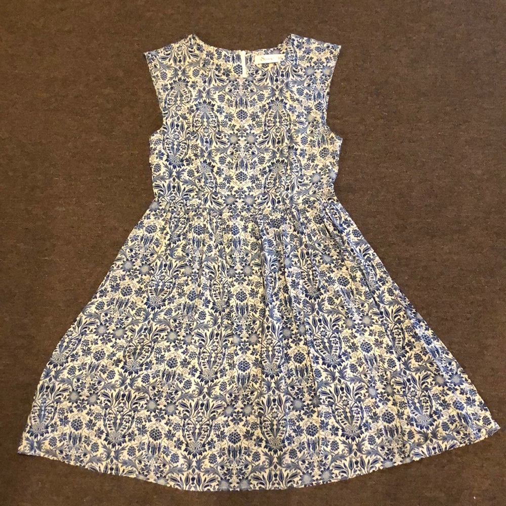Blue and white dress
